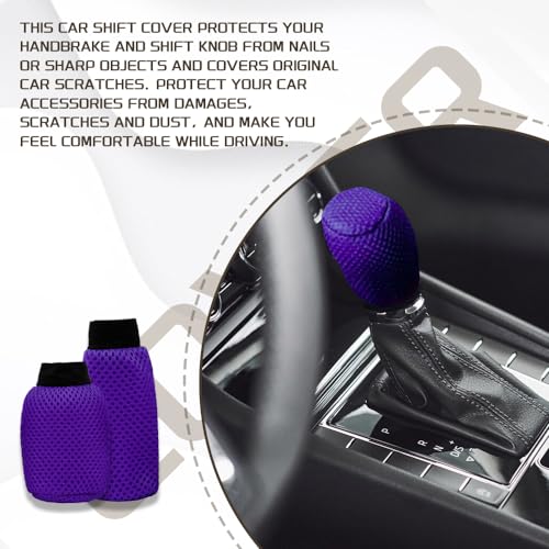 2 PCS Car Gear Shift Knob Cover & Car Handbrake Cover, Anti-Slip Breathable Comfortable Handbrake Gear Shift Protector, Car Interior Accessories Universal for Most Car