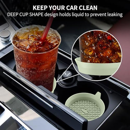 Car Cup Holder Coasters [4 Pack] Silicone Cups Mats, Automotive Universal Non-Slip Recessed Interior Accessories Desert Sage - color: 4pack-desert Sage