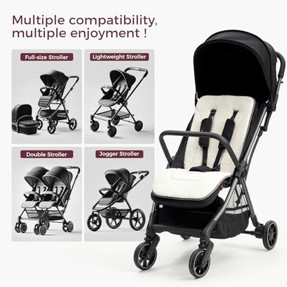 Momcozy Reversible Stroller Cushion | Universal Breathable Stroller Liner | Winter Warm Car Seat Liners | Crib Carriage Cushion Pad | Plush for Winter Use ＆Soft Fabric for All-Season Comfort - color: Gray