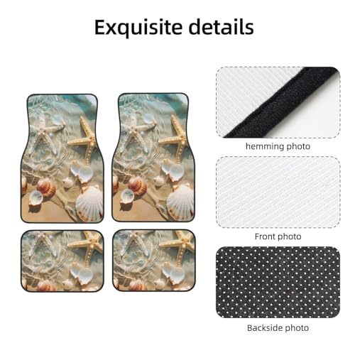 Universal Fit Car Floor Mats, Summer Seaside Starfish Beach Theme Set of 4pcs Car Carpet Fit for SUV, Vans, Sedans, Trucks - color: Summer Seaside