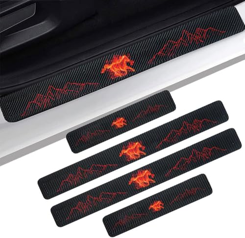 4PCS Carbon Fiber Door Sill Protectors Front/Rear Anti-Scratch Entry Guard (Door-red) - color: door-red