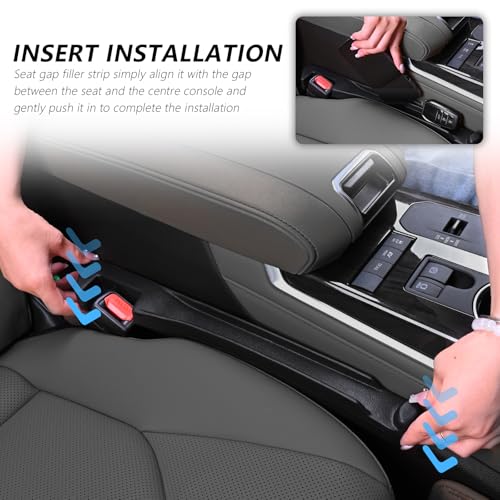 3 in 1 Car Seat Gap Filler Organizer,2PCS Multifunctional Car Seat Gap Plug with Storage Slot & Hook Function,Anti-Drop Cars Gaps Seats Filler Cars Clutter Catcher for SUVs Trucks (Black) - color: Black