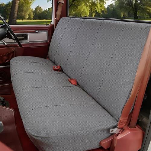 Front Solid Bench Seat Cover Universal Fits for Ford for Chevrole for Dodge and Full Size Pickup Trucks - Front Bench Sandwich Fabric with Side Pockets Gray - color: Gray, size: Heavy-Duty Composite Fabric