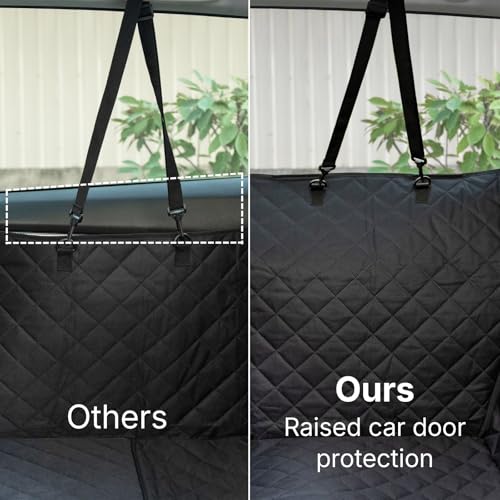 Dog Car Seat Cover for Back Seat with Door Protection, Waterproof Dog Seat Hammock, Soft-Padded Pet Car Seat Cover for SUVs & Sedans (Black)