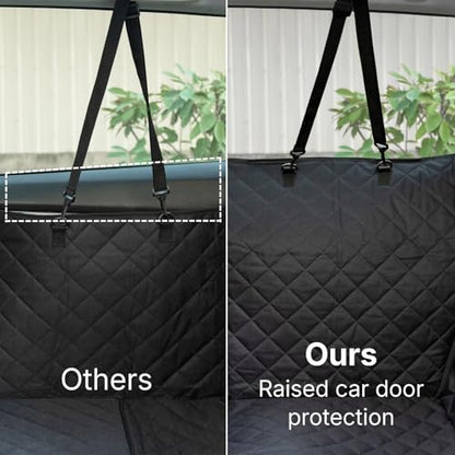 Dog Car Seat Cover for Back Seat with Door Protection, Waterproof Dog Seat Hammock, Soft-Padded Pet Car Seat Cover for SUVs & Sedans (Black)