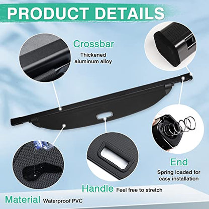 Powerty Retractable Cargo Cover for 2021-2026 Kia Sorento, Canvas Texture Trunk Cover Privacy Screen Rear Security Shade for Sorento Accessories - size: 2021-2026 | Kia Sorento
