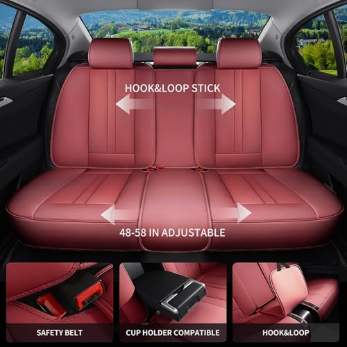 Car Seat Covers Full Set Fit for Toyota 4Runner 2001-2026,Luxury Faux Leather Seat Covers 5 Seats, Breathable Anti-Slip Seat Protectors with Lumbar Support(Red,Full Set) - color: Red, size: Fit for 4Runner