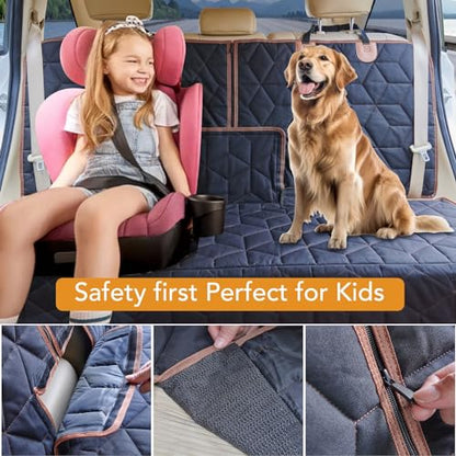 Petiza Dog Car Seat Cover for Back Seat, Heavy-Duty Non-Slip Waterproof Car Bench Protector for Pets,Compatible with Middle Armrests ，Dog Seat Cover Universal for Cars Trucks and SUVs - size: Large-brown