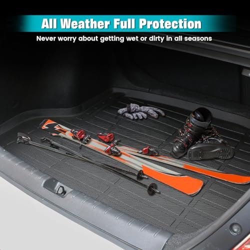 FREEMOTOR802 Compatible with 2025-2026 Audi Q6 e-tron & SQ6 e-tron Trunk Mat, Black Rear Carpets Liner Protection TPE Thermo Plastic Elastomer All Weather Boot Tray Cover Protector Pad