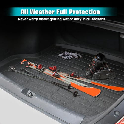 FREEMOTOR802 Compatible with 2025-2026 Audi Q6 e-tron & SQ6 e-tron Trunk Mat, Black Rear Carpets Liner Protection TPE Thermo Plastic Elastomer All Weather Boot Tray Cover Protector Pad