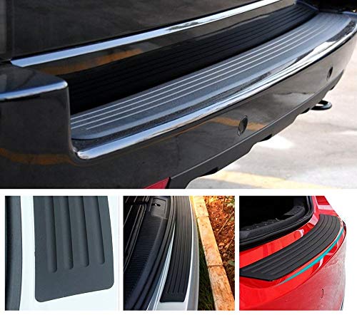 iJDMTOY Black Rubber Silicone Rear Trunk Edge Guard Scratch Protector Cover Mat w/Double-Sided Tape Compatible with Car Truck SUV, etc
