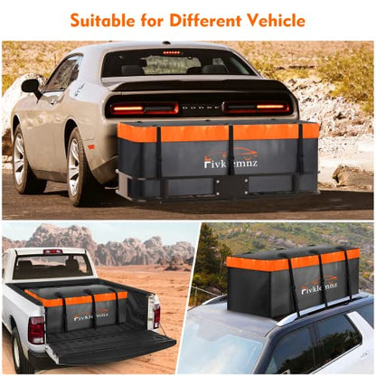 Hitch Mount Cargo Carrier Bag, 20 Cubic Feet 100% Waterproof Car Tray Luggage Bag (59" 24" 24") with 6 Reinforced Straps + 1 Combination Lock, Fits for All Vehicles with Steel Trailer Basket - size: 20 Cubic Feet