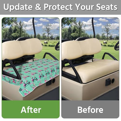 Golf Cart Seat Covers, Universal Golf Cart Seat Towel Blanket for Yamaha, EZGO, Club Car, Icon and More 2-Seat Carts, 100% Microfiber Keeps Seat Comfortable and Clean - color: teal