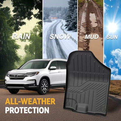 Floor Mats for Honda Pilot 2022-2016, All Weather Floor Mats Trunk Cargo Liner with Backrest Protectors and Door Sill Guards Accessories, Full Coverage Set for 8 Seats (Not Fit Elite Model) - style: For Honda Pilot | 2016-2022