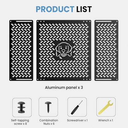 RV Screen Door Protector for Dogs, Adjustable Dog Head and Bone Design RV Entry Door Grille, Heavy-Duty Aluminum, Fits 18.07" to 33.64", Perfect for RV, Camper