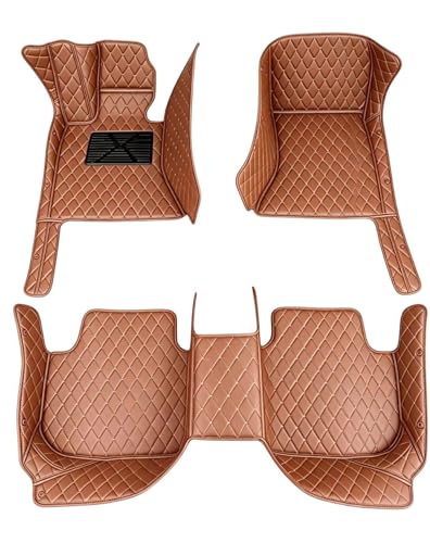 Custom Making Car Floor Mats Waterproof Anti-Slip Faux Leather Protection Floor. Auto Foot Pad Set Automobile Interior Carpet Accessories for SUV and Trucks (Brown) - color: Brown