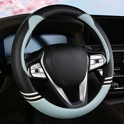 Cat Steering Wheel Cover for Women Girl Universal Microfiber Leather car Steering Wheel Covers 15 inch Anti-Slip auto Interior Accessories (A Blue) - color: A BLUE