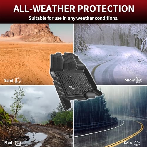LASFIT Front Floor Mats for Ford F-150 2015-2026 | F150 Lightning 2022-2025 SuperCrew & Super Cab Carpet Floor All Weather Car Liners TPE Truck Mats-First Row Only, 2pcs Black - style: 1) F-150 SuperCrew&Super Cab| 15-26 | 1st Row Bucket Only