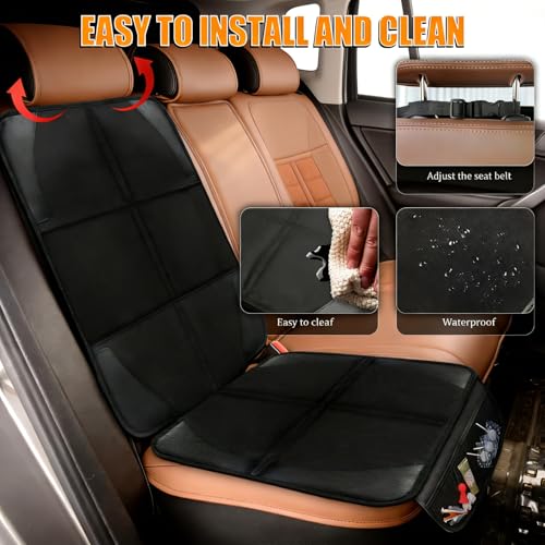 Bacgnyer Car Seat Protector, 2 Pack Carseat Seat Protectors for Child Baby Car Seat Mat Vehicle Pet Cover, Waterproof & Durable 600D Fabric Car Seat Cover with Non-Slip Backing and Mesh Pockets - color: Black 2PCS