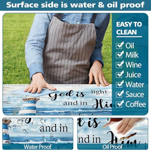 Nautical Lighthouse Beach Picnic Table Cover with Bench Covers Waterproof Windproof Elastic Fitted Outdoor Camping RV Tablecloths with Drawstring Bag Reusable Rectangle Tables and Seats Cover 30X72IN - color: Blue, size: 30" x 72" (Rectangular)