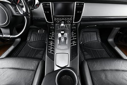 Amazon Basics 2-Piece Premium All-Season Anti-Slip Rubber Floor Mats for Cars, SUVs and Trucks, Universal Trim to Fit, Black