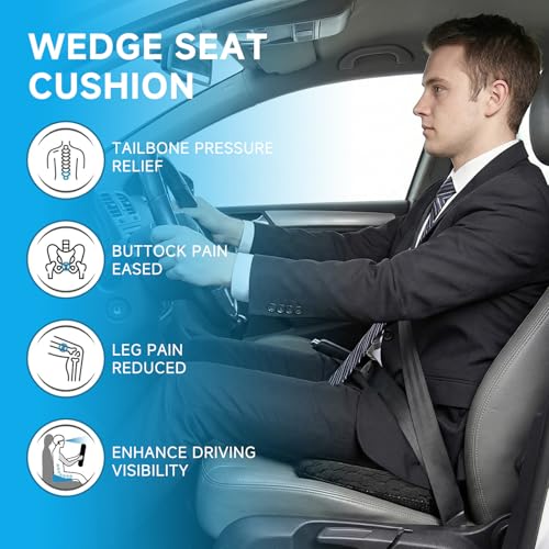 Livtribe Car Seat Cushion - Memory Foam Seat Pad for Sciatica & Lower Back Pain Relief - Driving Cushion with Breathable Mesh Cover - Road Trip Essentials for Drivers (3D Black) - color: Black