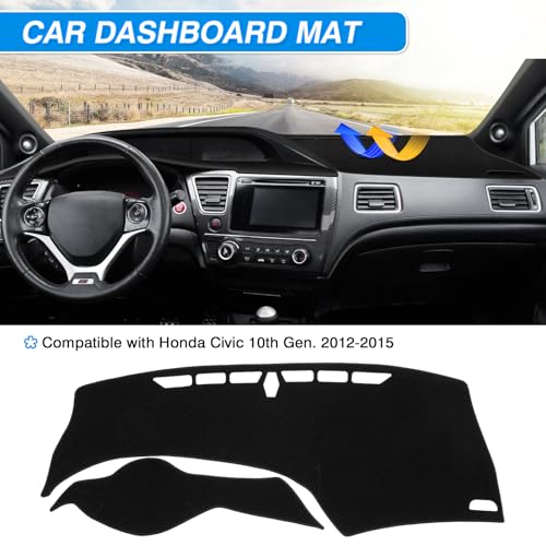 Cartist Dashboard Cover for 2012-2015 Honda Civic Accessories,Non-Slip Polyester Dash Cover Mat Anti-Glare UV Sun Protection Protector - size: Honda Civic 2012-2015