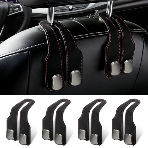 4 Pack Car Seat Headrest Hooks for Purses and Bags, Car Purse Holder With Double Metal Hooks, Headrest Back Seat Handbags Hook, Universal Car Purse Hanger, Cute Car Hanging Accessories, Black - color: 4pcs Black