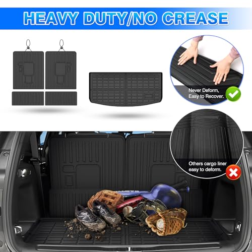Cargo Mat Fits for Jeep Grand Cherokee L 2021-2025 2026, All Weather TPE Rear Cargo Liner Trunk Mat with 3rd Row Seatback Cover for Jeep Grand Cherokee L Accessories - size: 1)Jeep Grand Cherokee L 21+ Two-piece