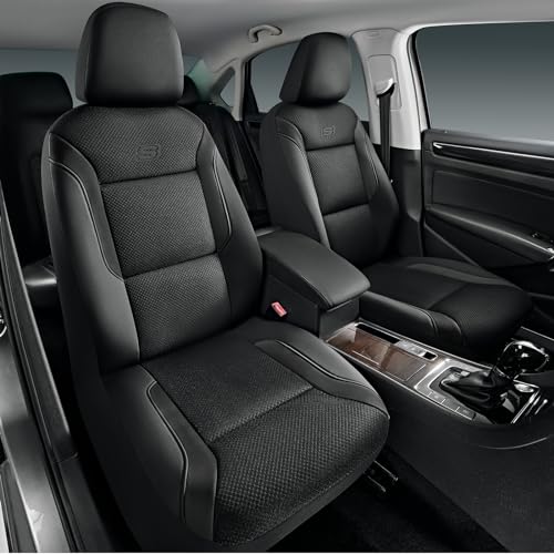 Skechers Memory Foam Seat Covers, Air Cool Mesh Thick Car Seat Covers, Car Seat Covers Front Seats Airbag Compatible, Universal Automotive Comfort for Most Cars, Vans, Trucks, SUV,Black