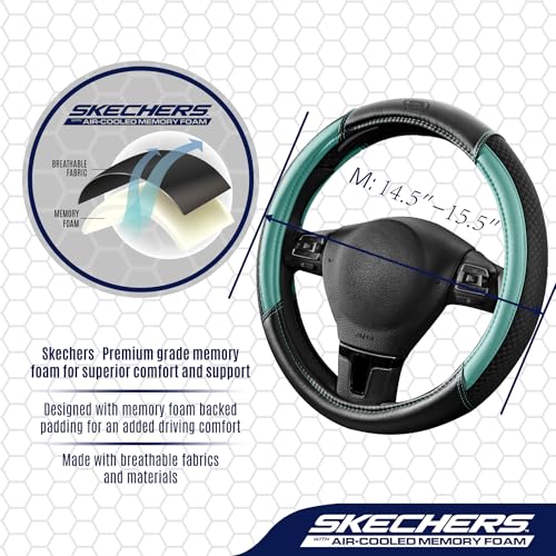 Skechers Air-Cooled Steering Wheel Cover,Air Cool Mesh Leather Car Steering Wheel Cover Universal Fit 14" 1/2-15" Car Wheel Protector for Men Women Fit Suvs,Vans,Sedans,Car,Trucks,Mint - color: Mint