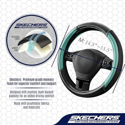 Skechers Air-Cooled Steering Wheel Cover,Air Cool Mesh Leather Car Steering Wheel Cover Universal Fit 14" 1/2-15" Car Wheel Protector for Men Women Fit Suvs,Vans,Sedans,Car,Trucks,Mint - color: Mint
