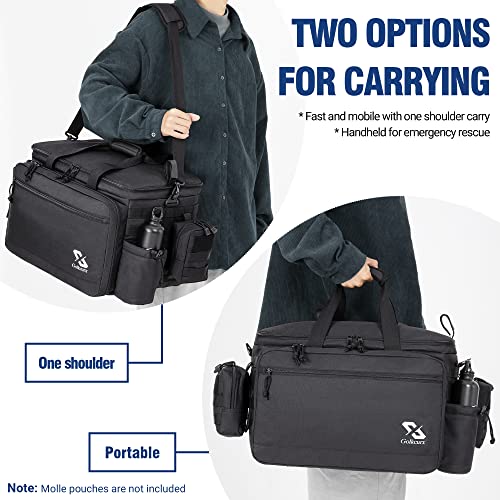 Golkcurx Patrol Bag for Law Enforcement Police Gear, Water-resistant Front Seat Organizer with Adjustable Modular Interior & MOLLE System, Heavy Duty Duty Bag for Patrol Officers Security, Black