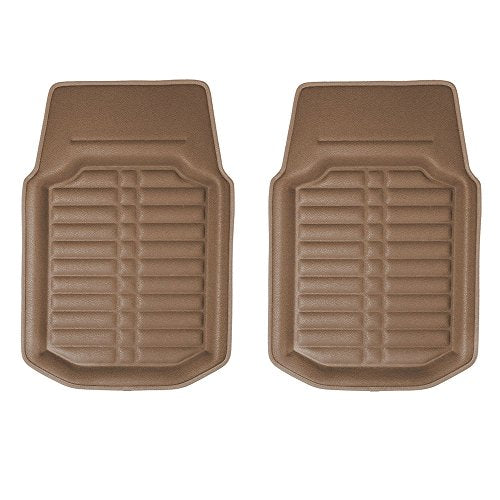 FH Group Automotive Floor Mats - PU Leather Floor Mats, Deep Dish Design, Floor Mats for Cars, Universal Fit Floor Mats Front Set, Floor Mats for Most Sedan, SUV, Truck Floor Mats Solid Beige - color: Solid Beige - Front