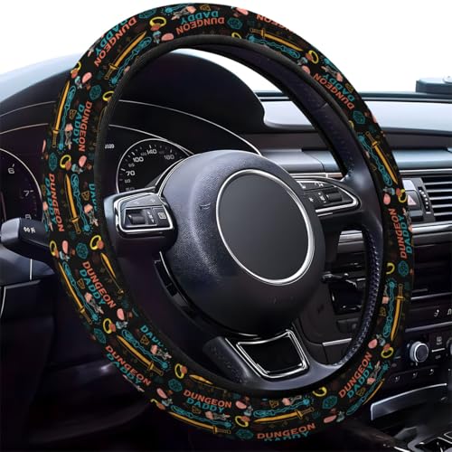 GENANY Dungeon Daddy Steering Wheel Cover, Non Slip Polyester Car Wheel Protector for Car SUV Truck, Universal 15 Inch - color: Dungeon Daddy