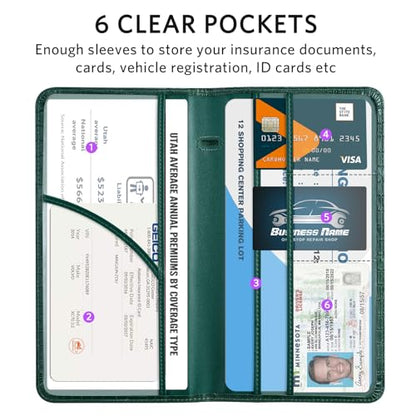 CoBak Car Registration and Insurance Holder - Vehicle Glove Box Car Organizer,Auto Truck Comparment Accessories Case with Magnetic Closure for Driver License,Cards - color: L-Crocodile Pine Green