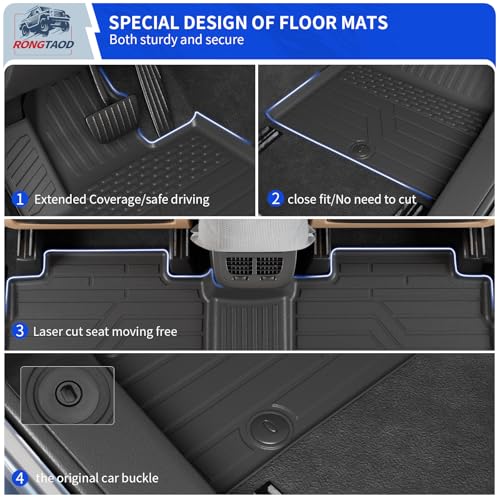 Floor Mats Compatible with 2020-2025 Kia Telluride 7&8 Seats (Not for 2027) Cargo Mat Trunk Mat Cargo Liner TPE All Weather Floor Liner 2024 Kia Telluride Accessories (Floor Mats) - color: Floor Mats