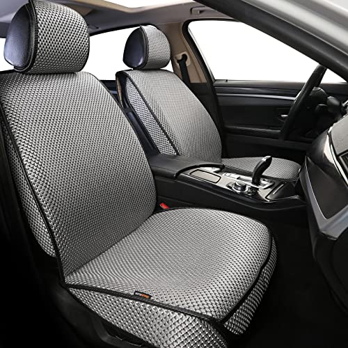2PCS Luxury Breathable Car Seat Cover,Front Car Seat Protector, Fit Four Seasons of Universal Automotive Vehicle Cushion Cover, Compatible with 90% Cars,SUV,Trucks (Gray,Front Seats)