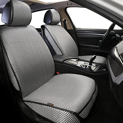 2PCS Luxury Breathable Car Seat Cover,Front Car Seat Protector, Fit Four Seasons of Universal Automotive Vehicle Cushion Cover, Compatible with 90% Cars,SUV,Trucks (Gray,Front Seats)