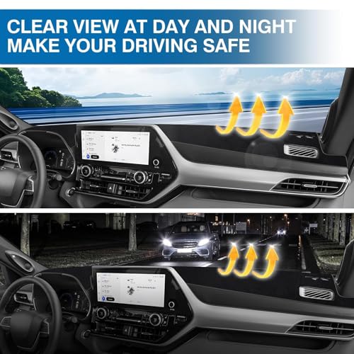 KUST Black Dash Cover for Toyota Highlander 2020-2025 2026 (L, LE, XLE, XSE, Limited, Platinum) (with HUD) Non-Slip Center Console Dashboard Cover No Glare (Not Fit for Toyota Grand Highlander) - size: 58.8''×12.8'' (Toyota Highlander 20-26)