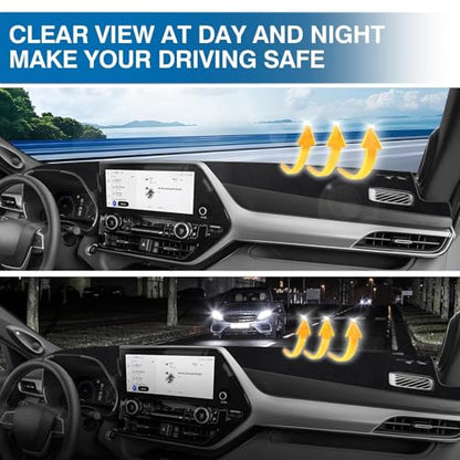 KUST Black Dash Cover for Toyota Highlander 2020-2025 2026 (L, LE, XLE, XSE, Limited, Platinum) (with HUD) Non-Slip Center Console Dashboard Cover No Glare (Not Fit for Toyota Grand Highlander) - size: 58.8''×12.8'' (Toyota Highlander 20-26)