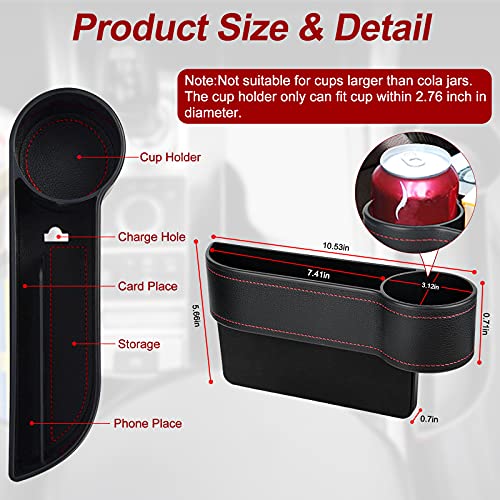 MORDEN MS 2 Pack Car Seat Gap Filler Organizer, Automotive Front Seat Storage with Cup Holder, Auto Console Side Extra Storage Boxes - Passenger & Driver Side