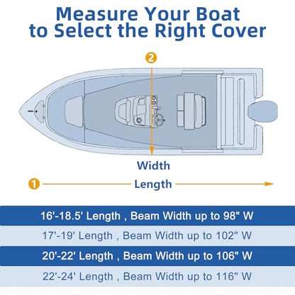 Center Console Boat Cover, 900D Heavy Duty Boat Center Console Cover, Waterproof Boat Covers 17-19 FT with Motor Cover and Metal Windproof Adjustable Buckle, Gray - color: Gray, size: 17'-19' Length , Beam Width up to 102" W