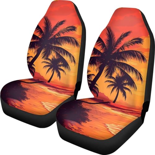 Dreaweet Car Seat Covers Front Seats Only Hawaiian Car Accessories for Women Interior Washable Universal Seat Covers for Most Cars SUV Trucks,Beach Palm Tree Design - color: Beach Palm Tree