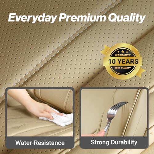 Coverland Custom Fit Car Seat Covers for Car Compatible with [Accord, Prius Prime, Avalon, Legacy, WRX, BRZ] Premium Waterproof Non-Slip Interior Seat Protector [Front Beige - Size Chart A19]