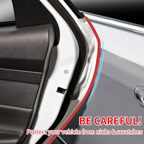 16.5 Ft(5m) Universal Car Door Edge Guards - Red Rubber U-Shaped Trim Protector, No Glue Required