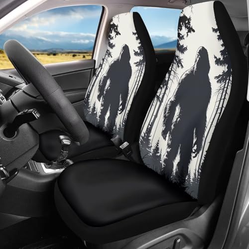 2026 Upgrad 2 Pieces Automotive Seat Cover Bigfoot Forest Lightweight Highly Elastic Stretchy Car Front Seat Cover Auto Protector Car Accessories Universal for Trucks Sedans - color: Bigfoot Forest