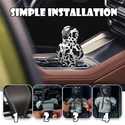 Car Gear Shift Hoodie, Cute Cow Stripe Shifter Knob Hoodie Cover for Cars, Trucks, SUVs, Auto Interior Protector Decoration Gadgets for Women Men 2024