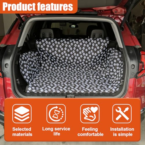 SUV Cargo Liner for Dogs, Heavy Duty Waterproof Oxford Cloth Pet Trunk Protector Mat, Non-Slip Washable Dog Cargo Cover, Universal Vehicle Pet Travel Accessories for Cars/Trucks(Paw) - size: Paw