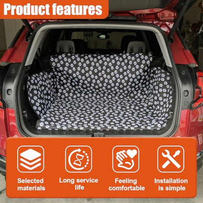 SUV Cargo Liner for Dogs, Heavy Duty Waterproof Oxford Cloth Pet Trunk Protector Mat, Non-Slip Washable Dog Cargo Cover, Universal Vehicle Pet Travel Accessories for Cars/Trucks(Paw) - size: Paw